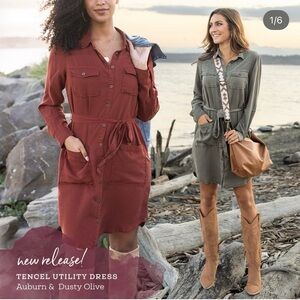 Grace & Lace Long Sleeve Dress - Rust & Olive